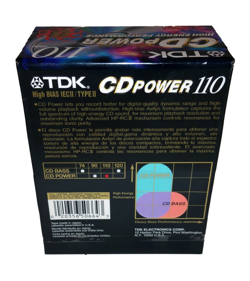TDK CD Power 110 High Bias High Energy Performance Blank Audio Cassette Tapes - 8 Pack - Image 2